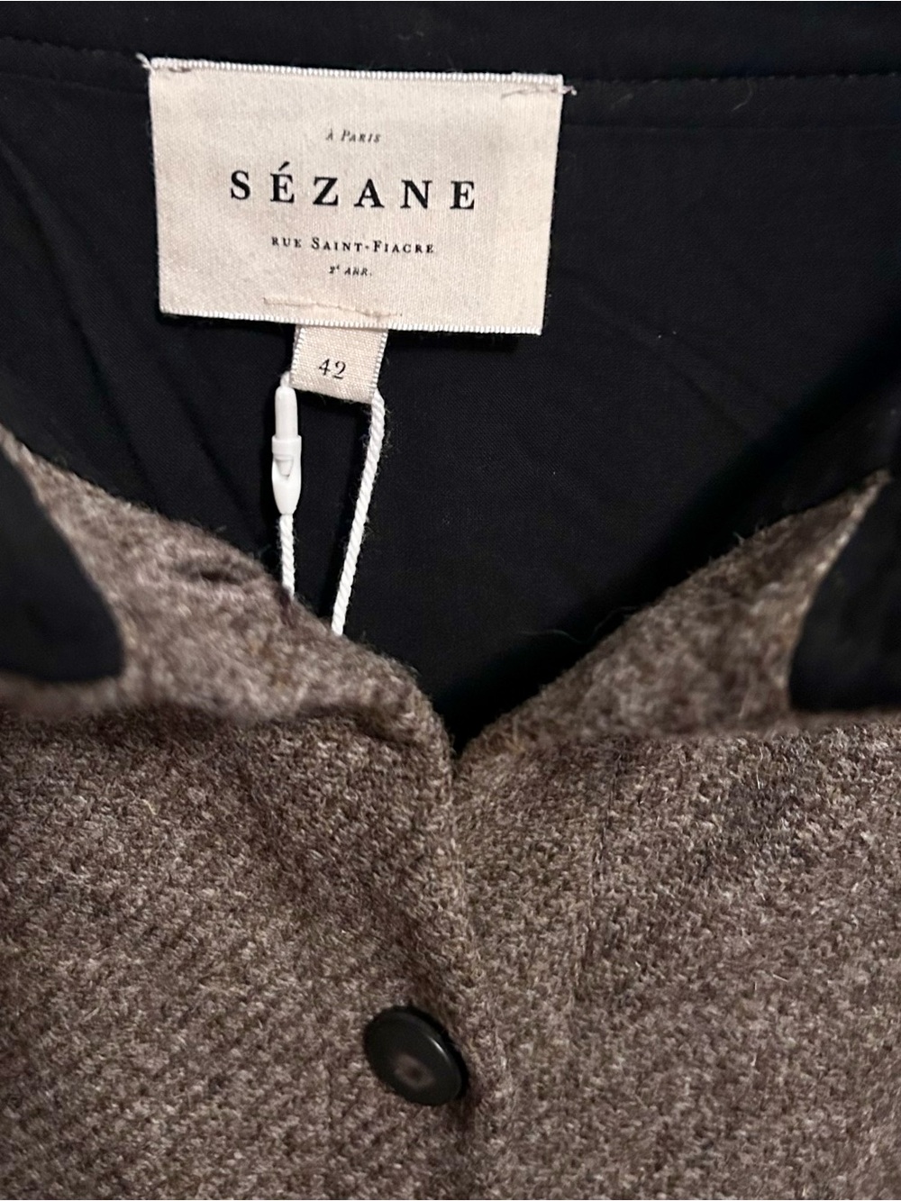 NWT Sézane Clarine Skirt in Taupe Wool size 10 42 midi preppy tweed discontinued - Picture 8 of 11